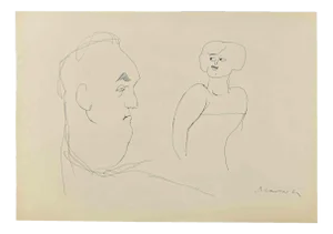 Mino Maccari, Figures, Drawing in Ink, 1960s
