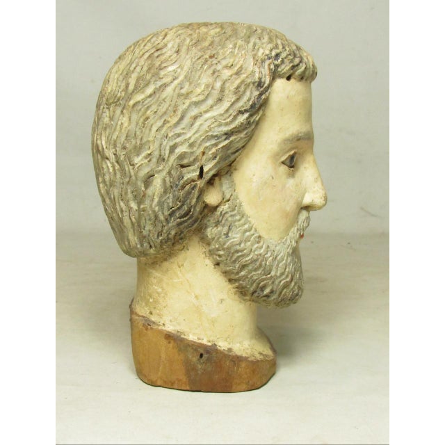 Antique Spanish Colonial hand carved head of a santo, c.1900 This would have been part of a full body santo, and were...