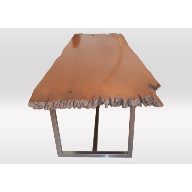 Contemporary Andrianna Shamaris Live Edge Teak Wood Single Slab Dining Table For Sale - Image 3 of 5