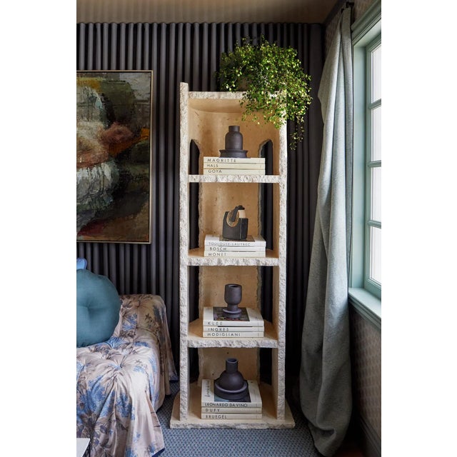 Featured in The 2020 San Francisco Decorator Showcase — 1970s Minimalist Cream Ecru Stone Sculptural Etagere Shelf For Sale - Image 9 of 11
