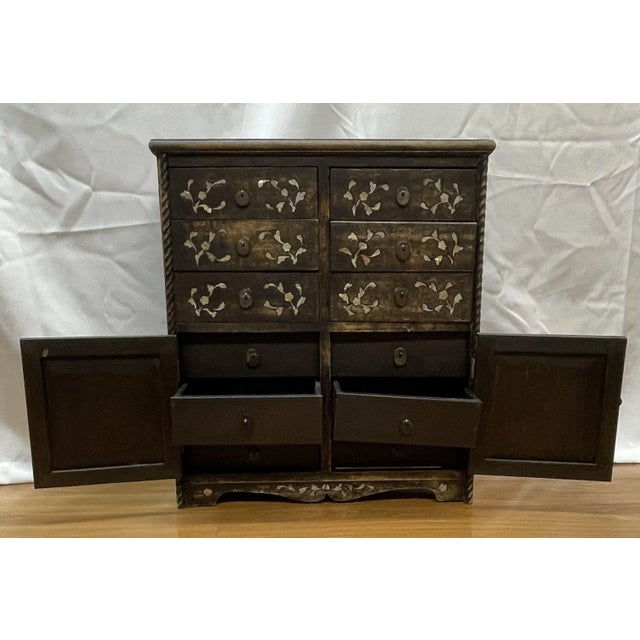 Asian Style 12 Drawer Cabinet With Marble Inlaid Top and Side Panels For Sale - Image 4 of 8