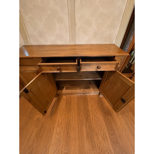 1910s Antique Long Pine Buffet For Sale - Image 5 of 8