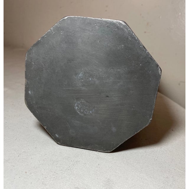 Rare Antique 1700's Octagonal Pewter European Hot Water Canister Lidded Jar For Sale - Image 10 of 13