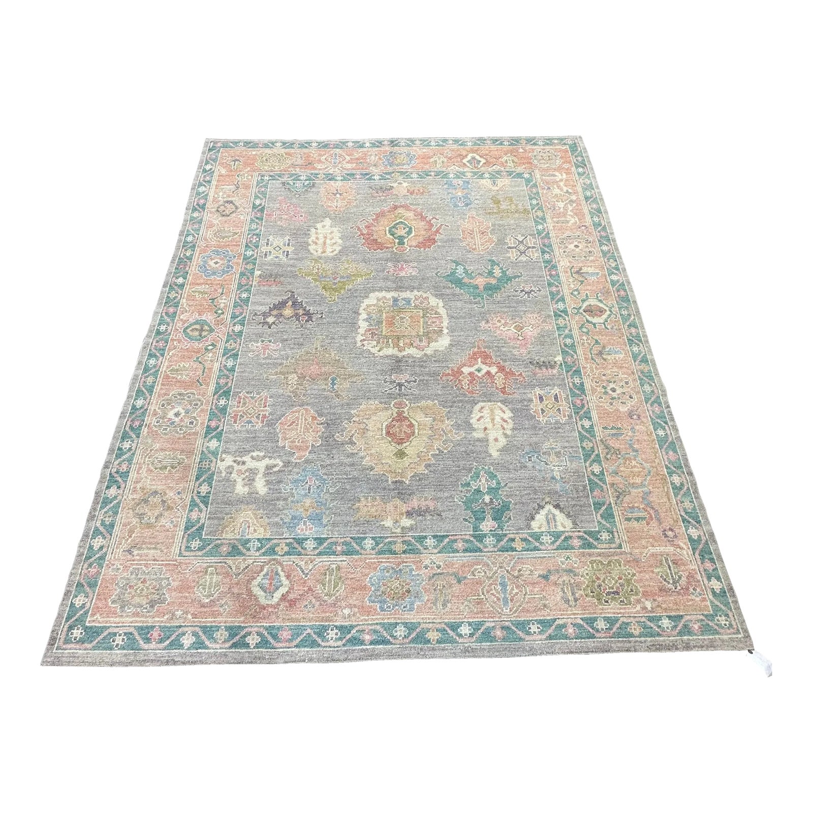 Early 21st Century Turkish Purple Multicolor Handwoven Oushak Rug ...
