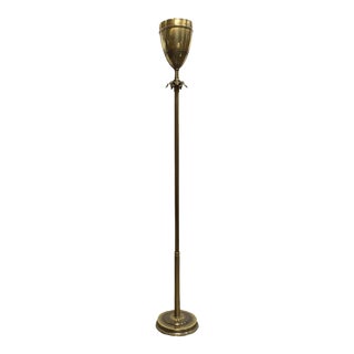 Mid 20th Century Art Deco Brass Uplight Torchiere Floor Lamp For Sale