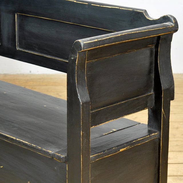 Black Antique Pine Drop-Top Bench, 1900s For Sale - Image 8 of 15