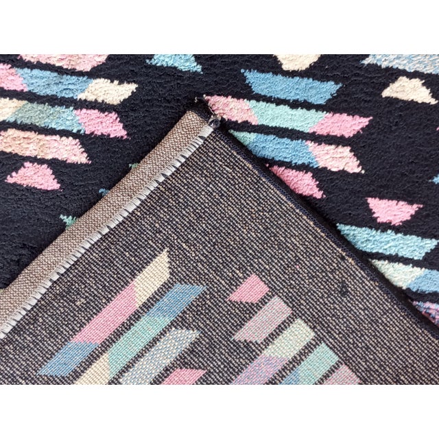 Textile Black Silk Rug with Geometric Designs, 1970s For Sale - Image 7 of 11