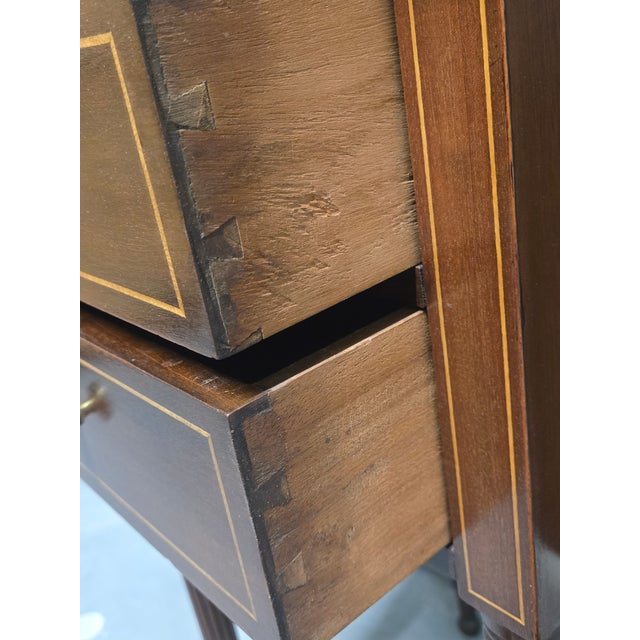 Early 20th Century Early 20th Century Federal Style Inlaid Mahogany Sewing Table Cabinet For Sale - Image 5 of 12
