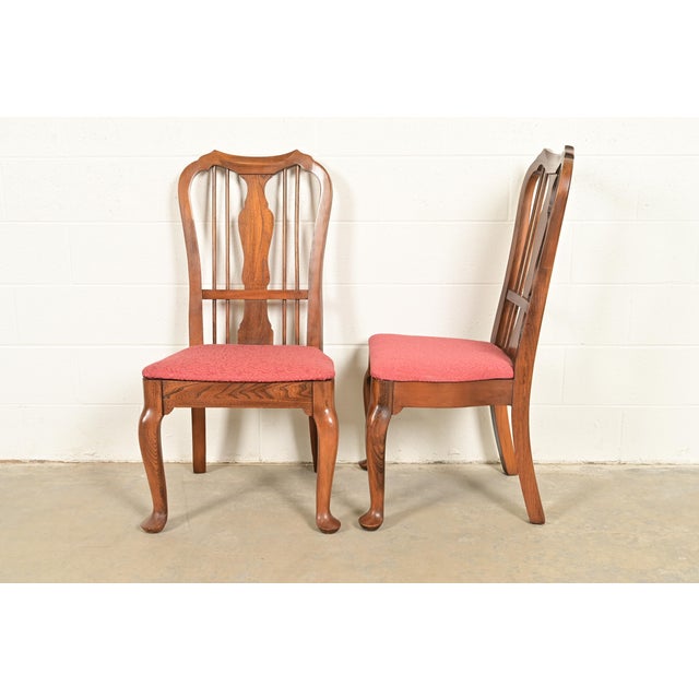 Baker Furniture Style Queen Anne Solid Walnut Dining Chairs, Set of Six For Sale - Image 12 of 15