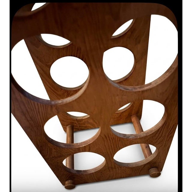 Mid-Century Modern 12-Bottle Shaped Wooden Wine Rack Caddy For Sale In Los Angeles - Image 6 of 9