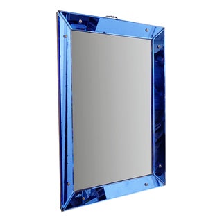 Mirror with Colored Glass Frame attributed to Fontana Arte, Italy, 1950 For Sale