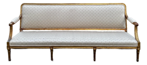 1960s French Louis XVI Style Giltwood Settee With Original Floral Upholstery
