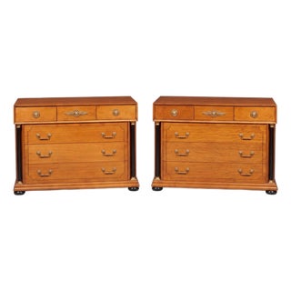 Mid-Century Biedermeier Style Maple & Ebonized Chests by Bethlehem Furn. - Pair For Sale
