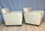 Transitional Pair of A. Rudin Cream Leather Club Chairs For Sale - Image 3 of 10