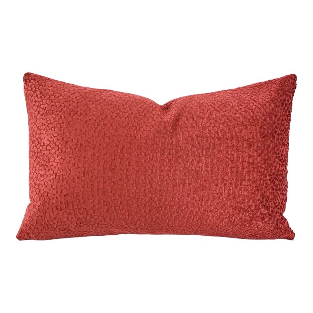 Contemporary Brunschwig and Fils La Panthere Velvet in Red Lumbar Pillow Cover For Sale