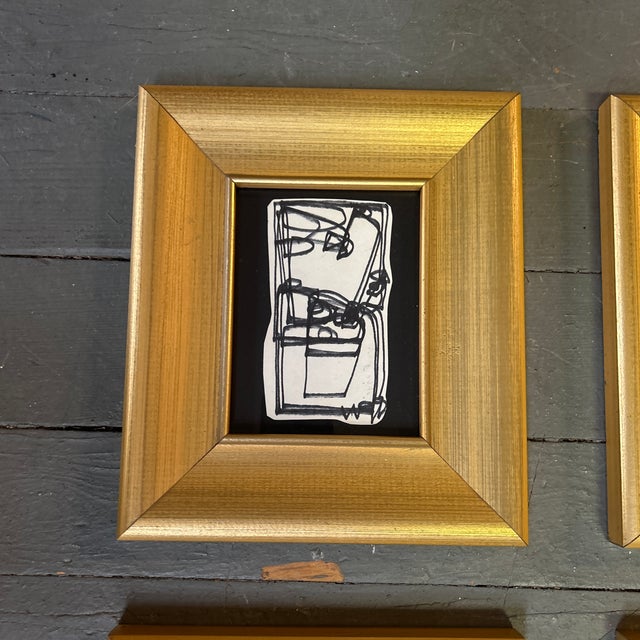 Set of six original contemporary Wayne Cunningham abstract marker drawings. Each drawing measures approximately 3x5 done...