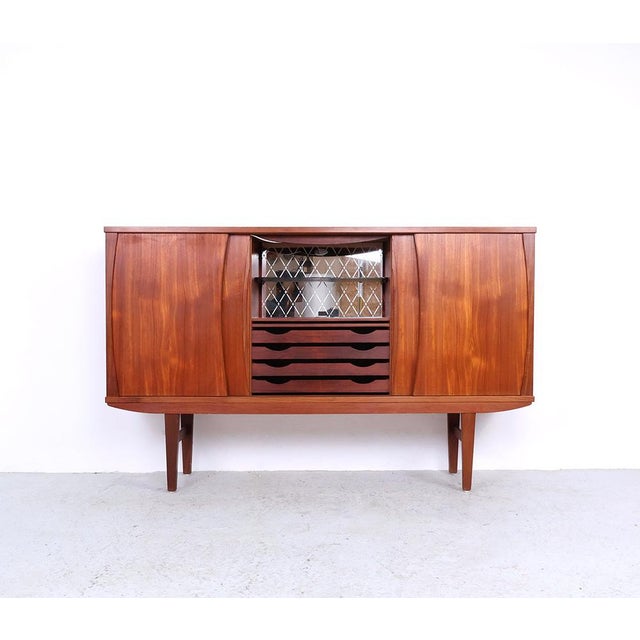 Vintage Teak Highboard or High Sideboard with 4 Sliding Doors, 1960s For Sale - Image 4 of 18