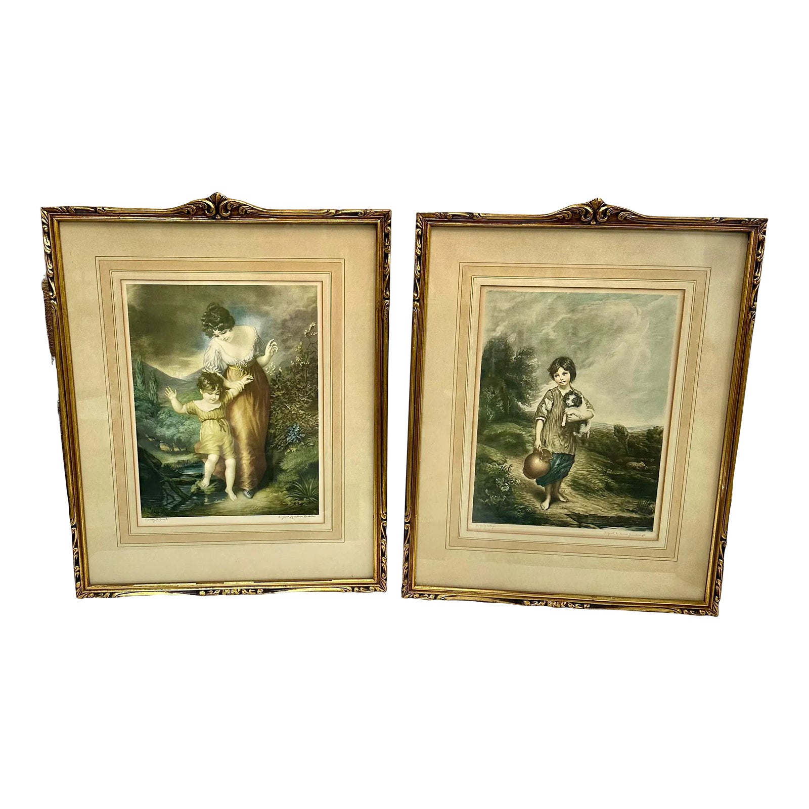 Vintage Framed Original Prints Signed by Artist - a Pair | Chairish