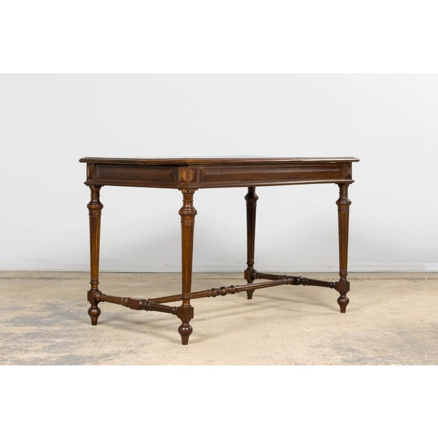 Late 19th Century French Louis XVI Style Walnut Writing Table With Side Drawers For Sale - Image 10 of 18