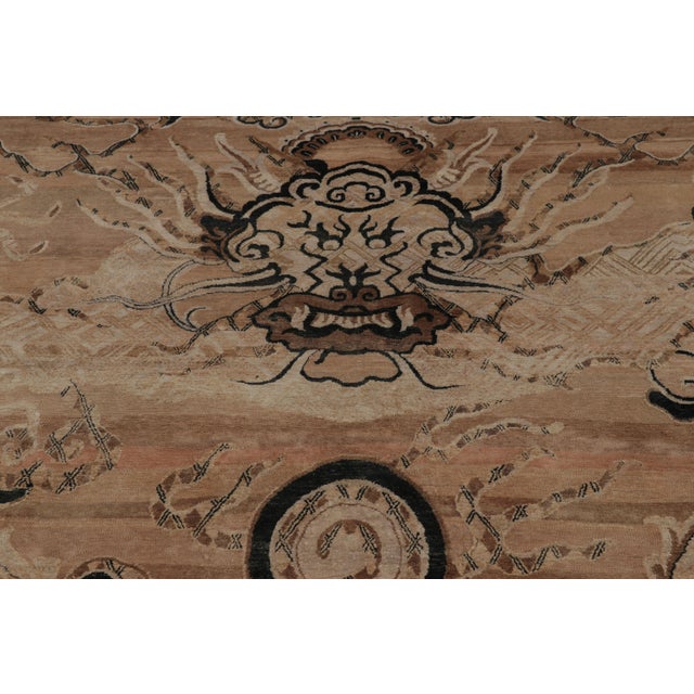 Rug & Kilim Rug & Kilim’s Chinese Inspired Dragon Rug, Pictorial in Sand and Earth Tones For Sale - Image 4 of 8
