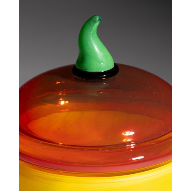 Kontiki Hand-Blown Art Glass Carafe and Lidded Box by Nanny Still for Rosenthal Studio Line, 1993, Set of 2 For Sale - Image 12 of 17