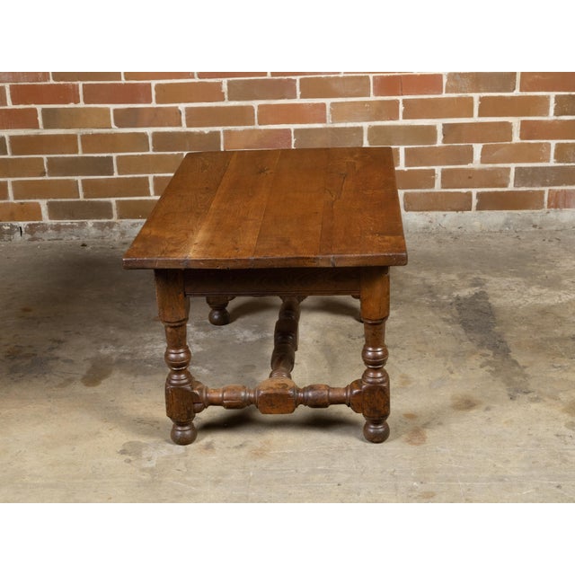 English 19th Century Oak Coffee Table with Single Drawer and Turned Base For Sale - Image 9 of 12