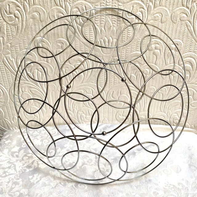 Metal 1960s Vintage Mid Century Modern Atomic Chrome Large Footed Fruit Bowl For Sale - Image 7 of 7