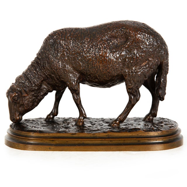 French Authentic Lifetime Bronze Sculpture of “Grazing Ewe” by Rosa Bonheur Ca. 1860s For Sale - Image 3 of 18