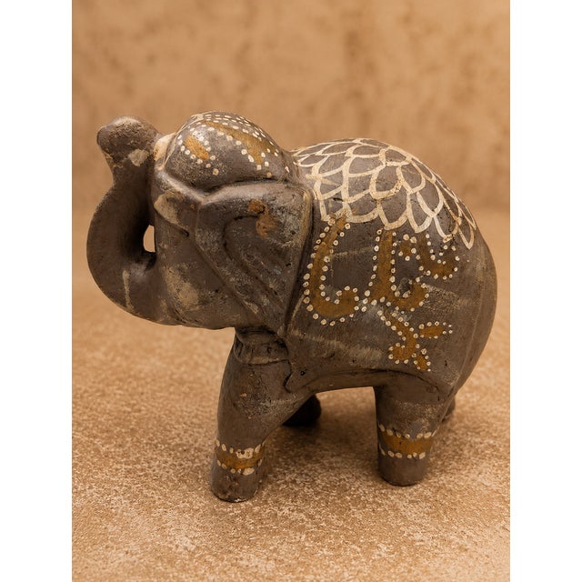 Vintage Apropos Home Collection Hand-Painted Ceramic Elephant Figurine, Made in India For Sale - Image 4 of 11