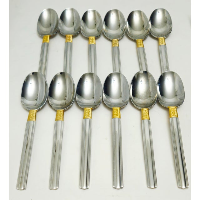 1990s Pfaltzgraff Golden Crossroads Stainless Steel Flatware - 61 Piece Set For Sale - Image 10 of 18