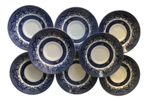 Vintage Churchhill England Blue & White Dessert Plates- Set of 8