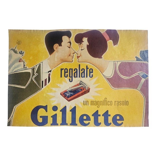Art Deco Advertising Poster Gillette, USA, 1930s For Sale