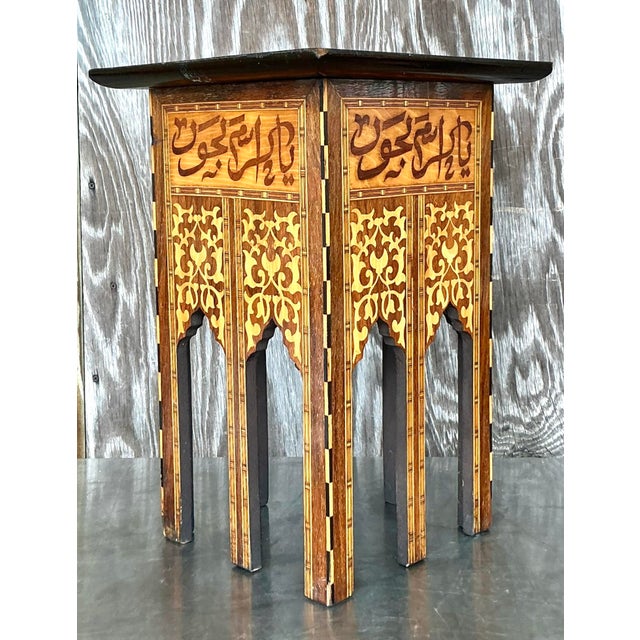 Vintage Boho Inlay Drinks Table For Sale In West Palm - Image 6 of 12
