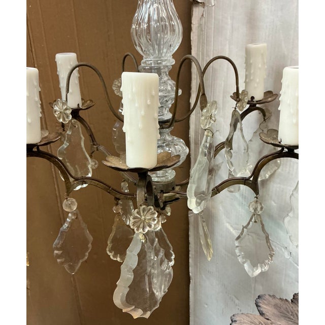 Antique Chandelier - French Louis XV Style Crystal & Bronze 6 Arm For Sale In Atlanta - Image 6 of 7