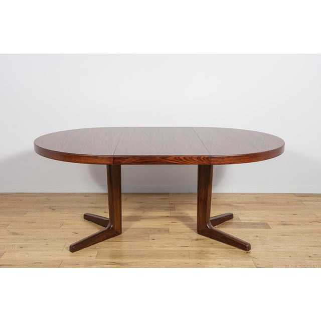 Brown Mid-Century Round Rosewood Extendable Dining Table, Denmark, 1960s For Sale - Image 8 of 18