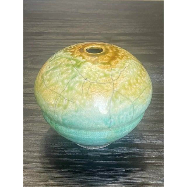 Vintage Raku Studio Pottery Vase by Joe Winter For Sale In Palm Springs - Image 6 of 9