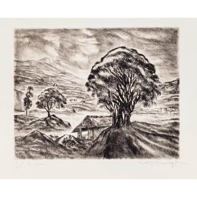 Paulette Humbert - Landscape - Etching - Mid-20th-Century For Sale
