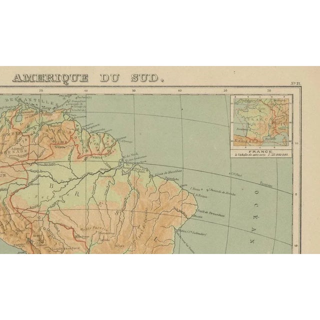 Paper Relief Atlas Map of South America by Hachette, 1883 For Sale - Image 7 of 10