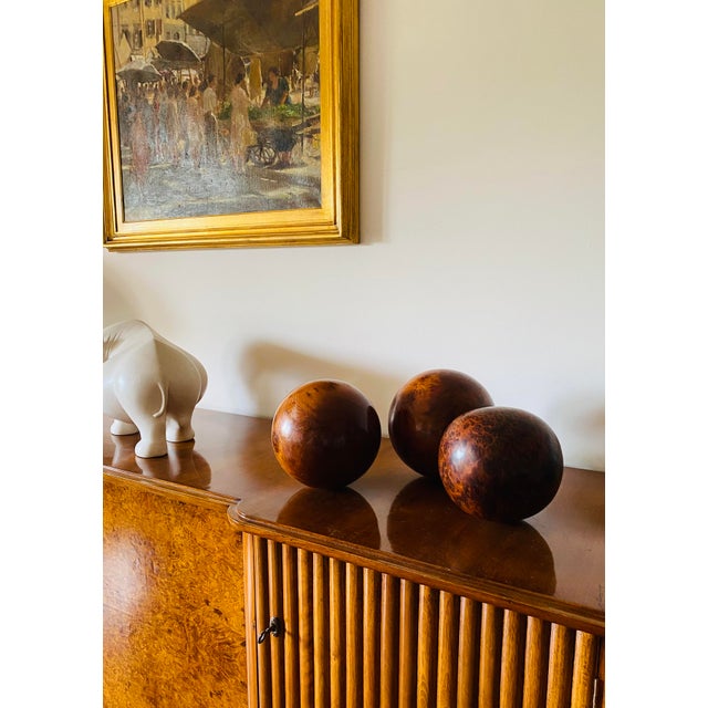 Set of 3 Wooden Spherical Sculptures, France 1960s For Sale - Image 6 of 13