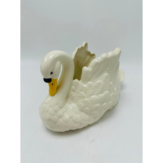 Vintage 1983 Ceramic Swan Planter – White with Yellow Beak This vintage ceramic swan planter from 1983 is a charming...