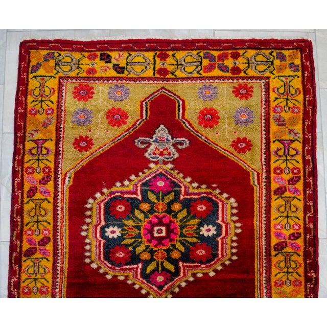 Red 1970s Vintage Hand Knotted Colorful Turkish Rug For Sale - Image 8 of 11
