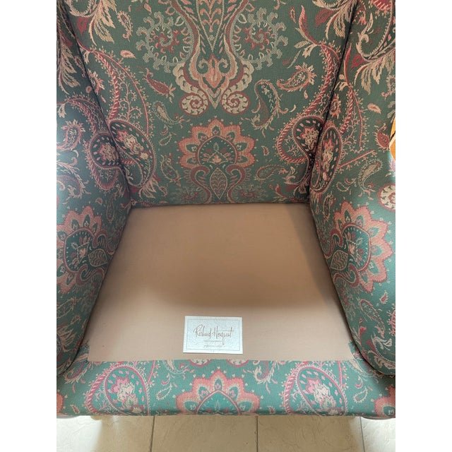 Vintage Richard Honquest Ralph Lauren Style Paisley Wingback Chair | Old Money Nyc Townhouse Aesthetic For Sale In Chicago - Image 6 of 10