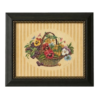 Patsy Craven 1993 Fruit & Floral Still Life Print in Magnolia England Frame For Sale