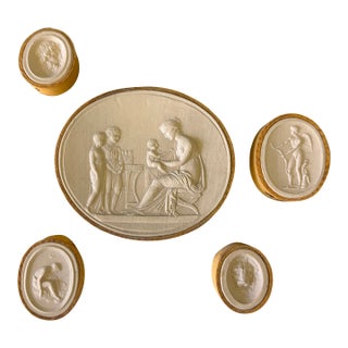 Antique Italian Grand Tour Plaster Intaglios - Set of 5 (Group #8) For Sale