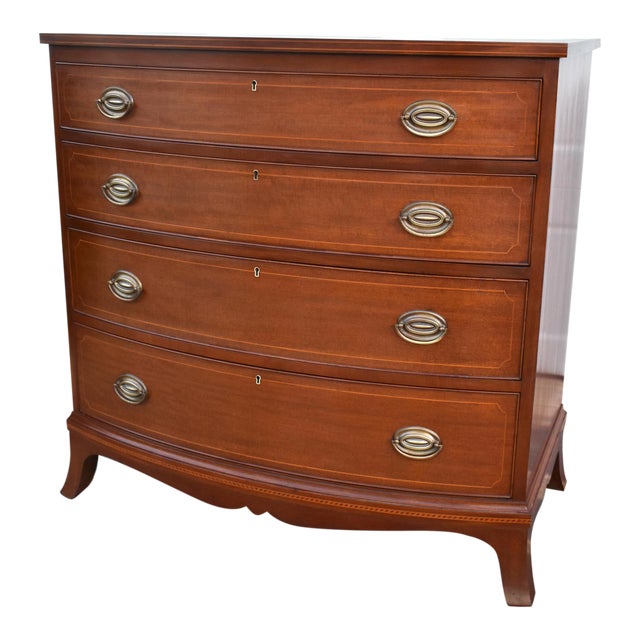 Vintage Biggs Inlaid Mahogany Serpentine Hepplewhite Style Bachelors