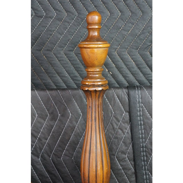 Vintage Federal Sheraton Revival 4 Post Matchbook Walnut Full Size Bed Frame For Sale - Image 16 of 18