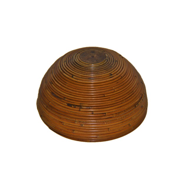 Gabriella Crespi Style Italian Pencil Reed Rattan Planter Fruit Bowl For Sale - Image 4 of 7