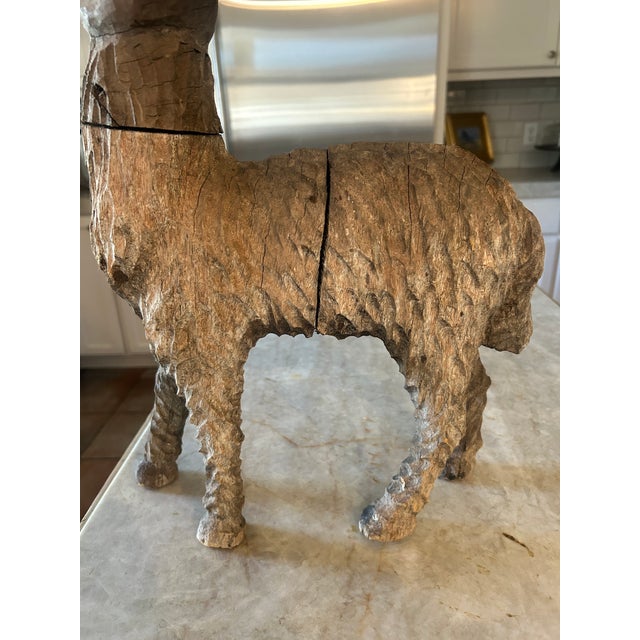 Antique European Folk Art Carved Wooden Sheep Sculpture For Sale In San Francisco - Image 6 of 11