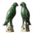 Pair of Vintage Green Glazed Parrot Figures – 10.6" Ceramic Bird Sculptures For Sale