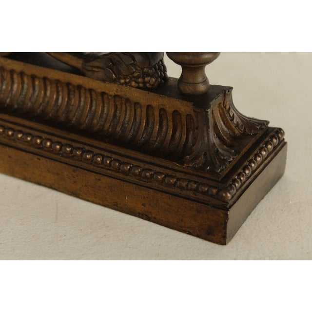 Metal French Louis XV Style Antique Bronze Pair of Cherub Andirons For Sale - Image 7 of 18